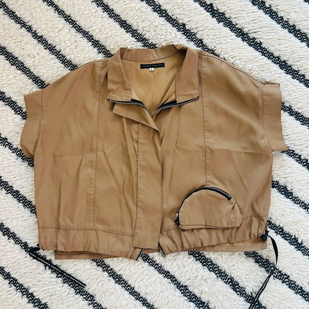 Lurdes Bergada cropped cinched waist short sleeve jacket